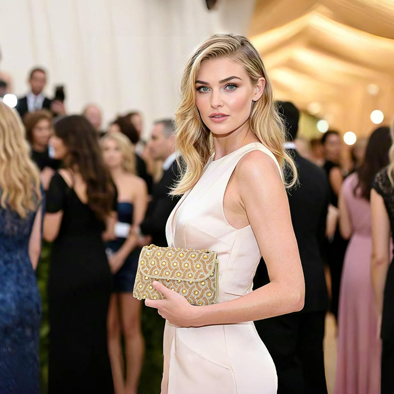 Rhinestone Evening Clutch Purse for Women - Sparkling Formal Handbag with Strap for Weddings, Parties, Prom, Cocktail - Image 2