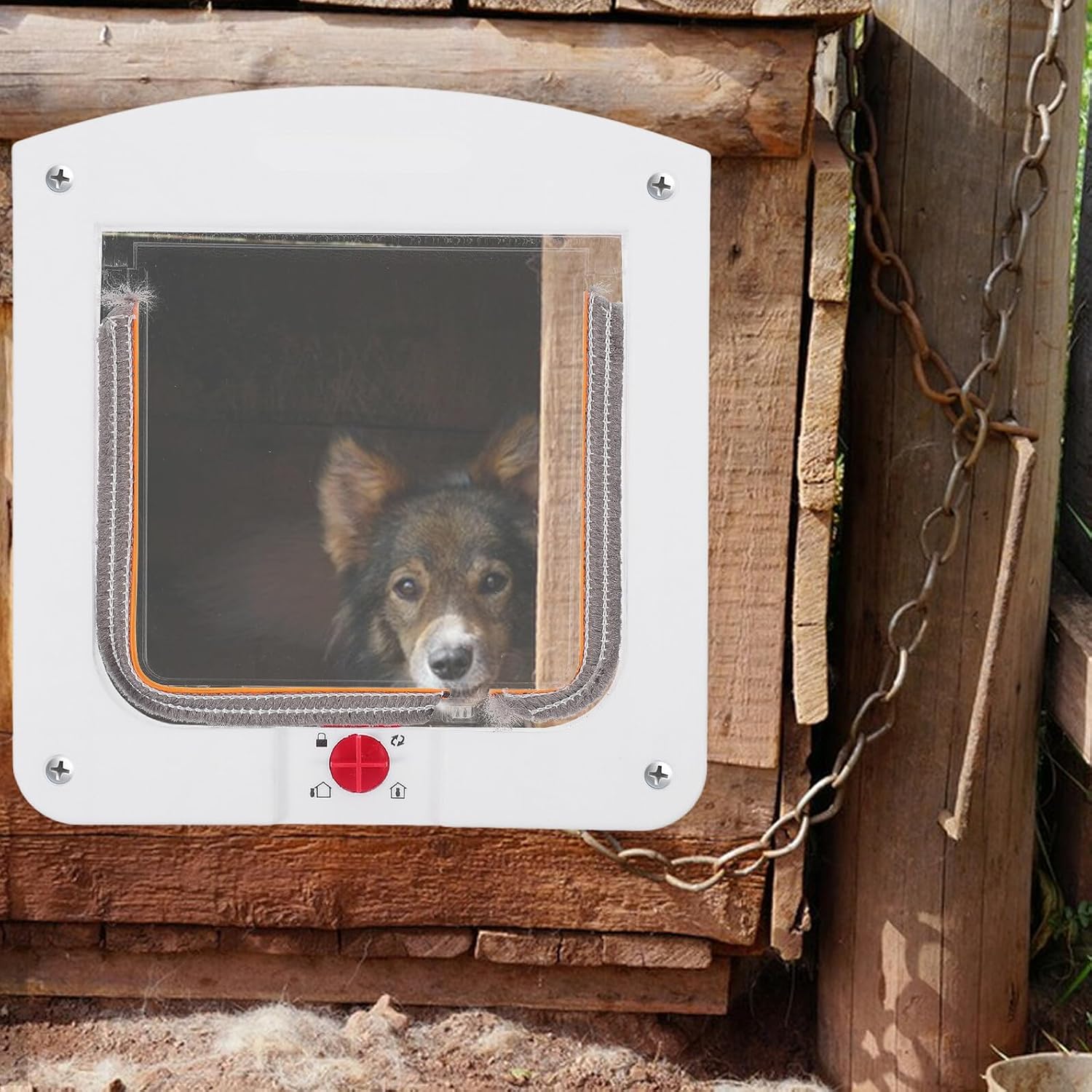 Healifty Adjustable Indoor Cat Door and Dog Gate with Dual-Way Pet Flap, Easy Installation Window and Wall Mount, Reliable Cat Flap Door for Home Use