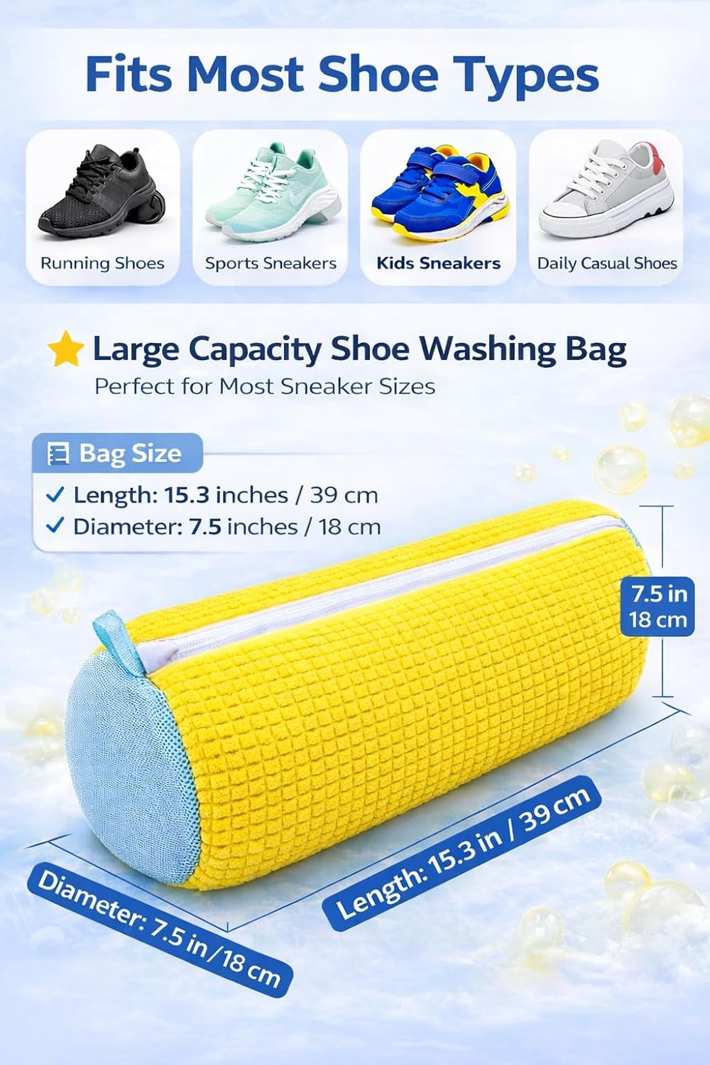 Shoe Washing Machine Bag for Sneakers 2 Pack Premium Chenille Laundry Bag