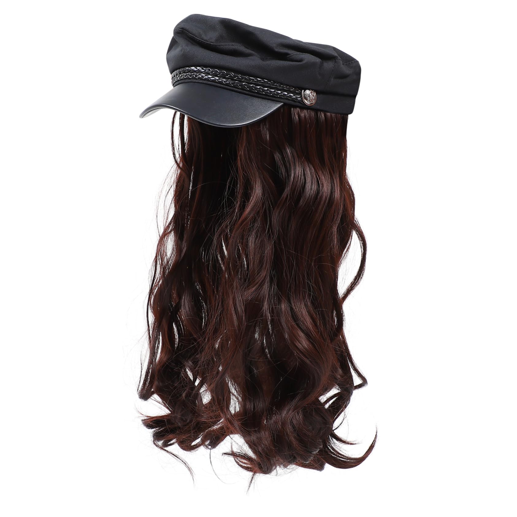 Gorro de Peluca para Mujer, Red Peluca Larga y Rizada de Pelo Sintético Resistente al Calor, Adecuado para Fiestas Temáticas y Conciertos