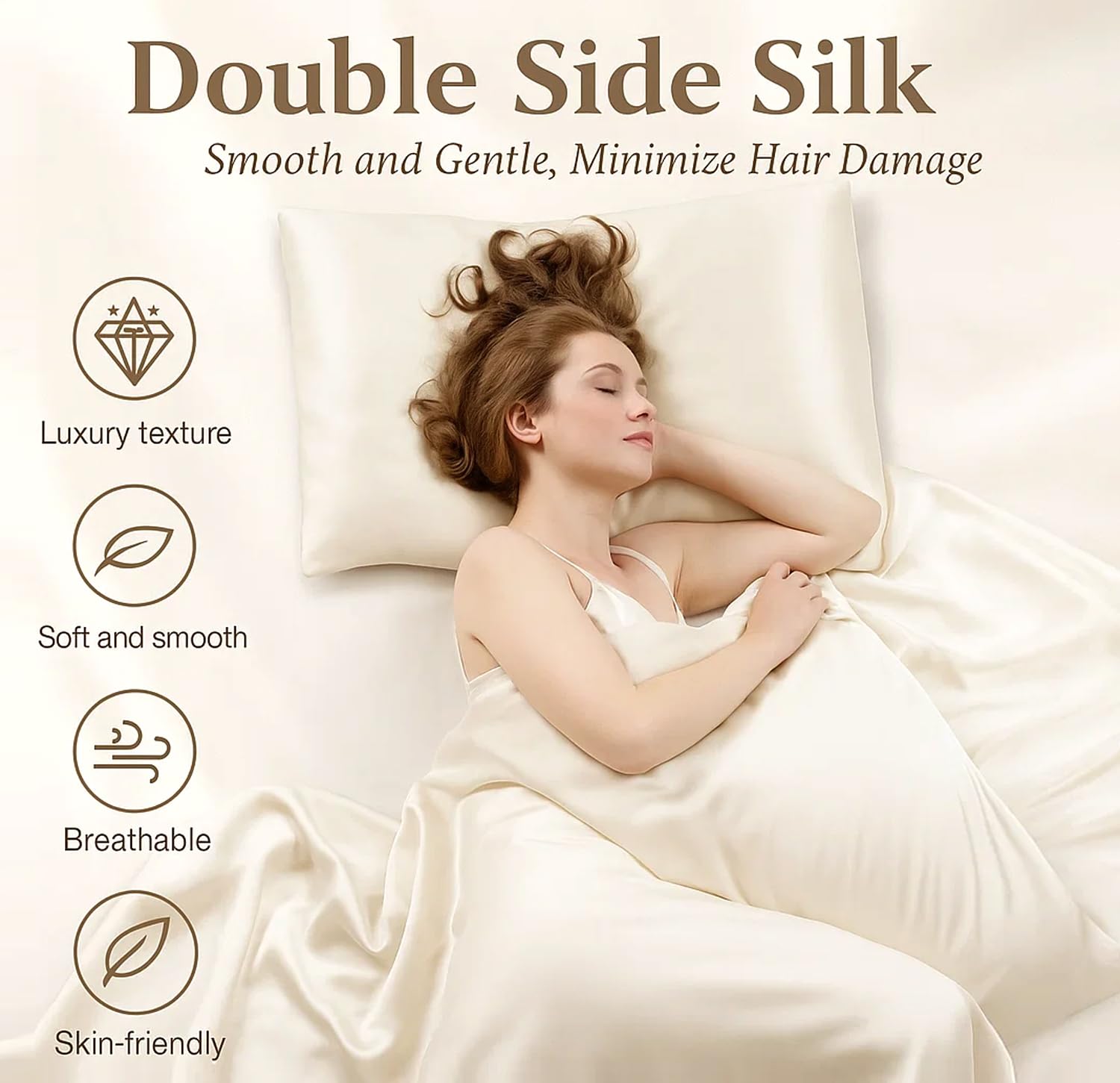 Satin Silk Pillow Cover Set with Scrunchies -3 Satin Silk Pillow Cover Set with Scrunchies -3