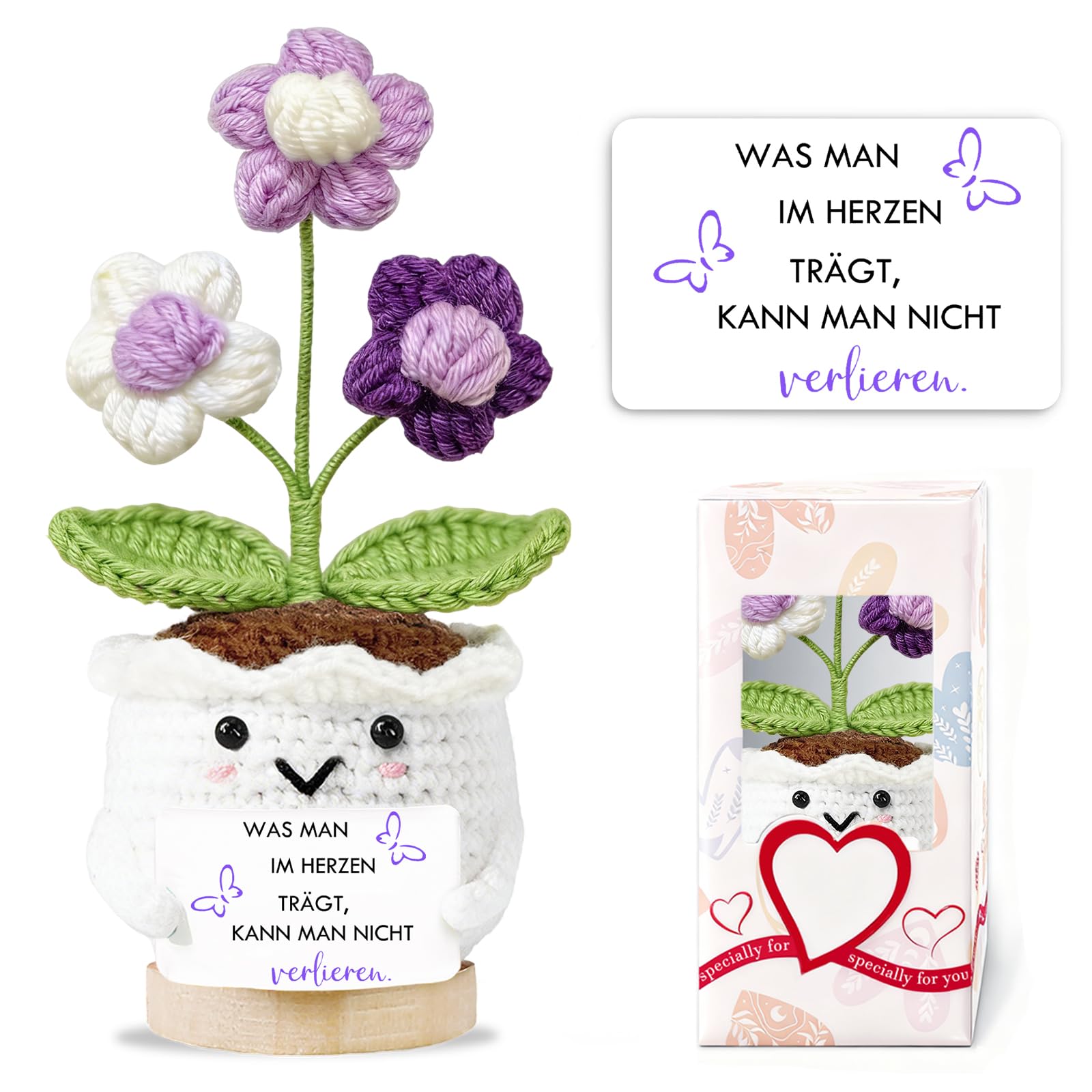 Geschenke für Frauen Gehäkelte Herz Deko Geburtstagsgeschenk für Frauen Kleines Glücksbringer Beste Freundin Gute Besserung Geschenke Pocket Hug Mutmacher Geschenk Weihnachten Valentinstag Muttertag
