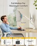 monTEK Dual Monitor Arm, Mechanical Spring Monitor Arm for 17-35" Screens, Adjustable Monitor Desk Mount Each Holds up to 26.4 lbs with C Clamp/Grommet Desk Mount, VESA 75/100mm, MA1011WH-D