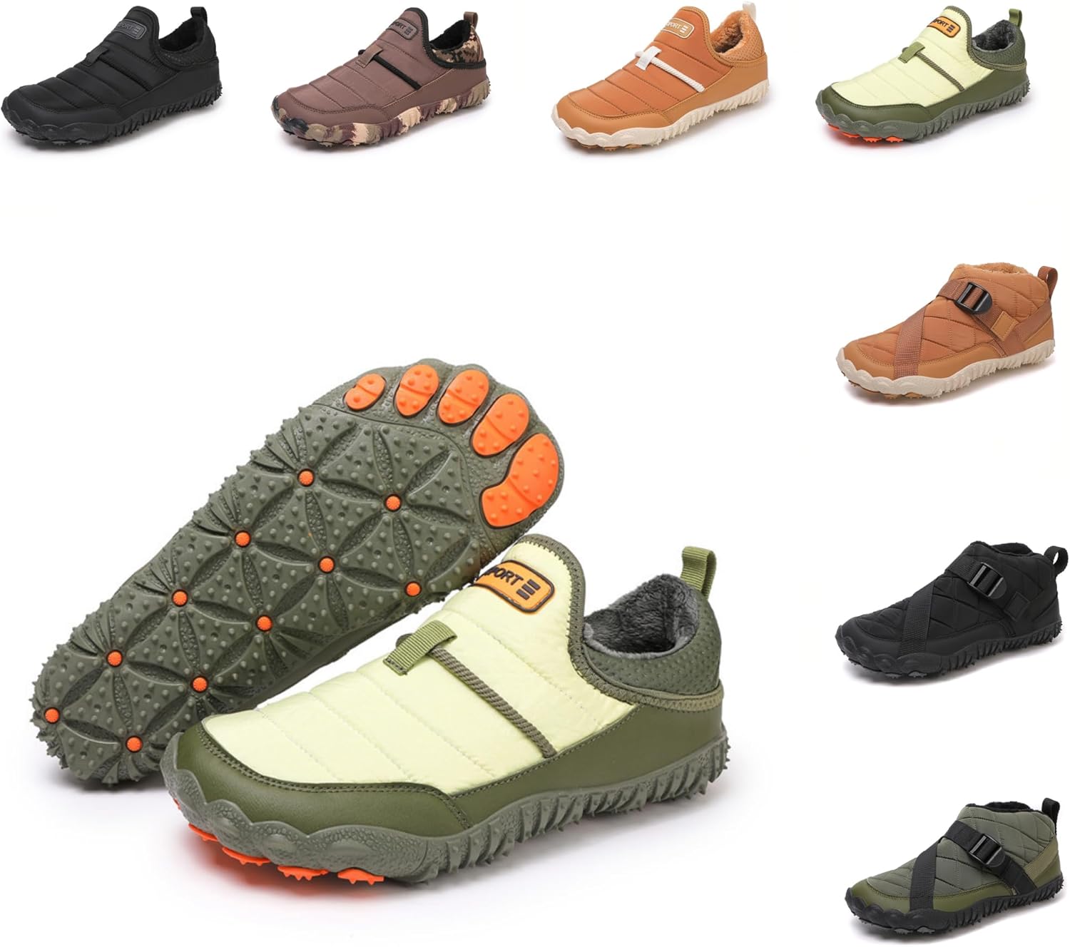 Womens Mens Winter Barefoot Boots Warm Fur Lined Slip on Ankle Snow Boots Minimalist Wide Toe Box Hiking Boots