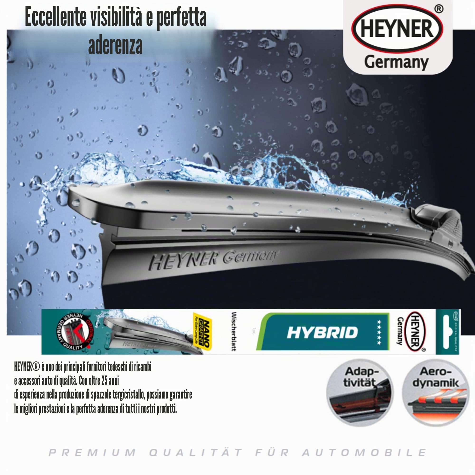 HEYNER Spazzole tergicristalli per Toyota Yaris 2011-2019 Set di sostituzione anteriore e posteriore h2812HRC