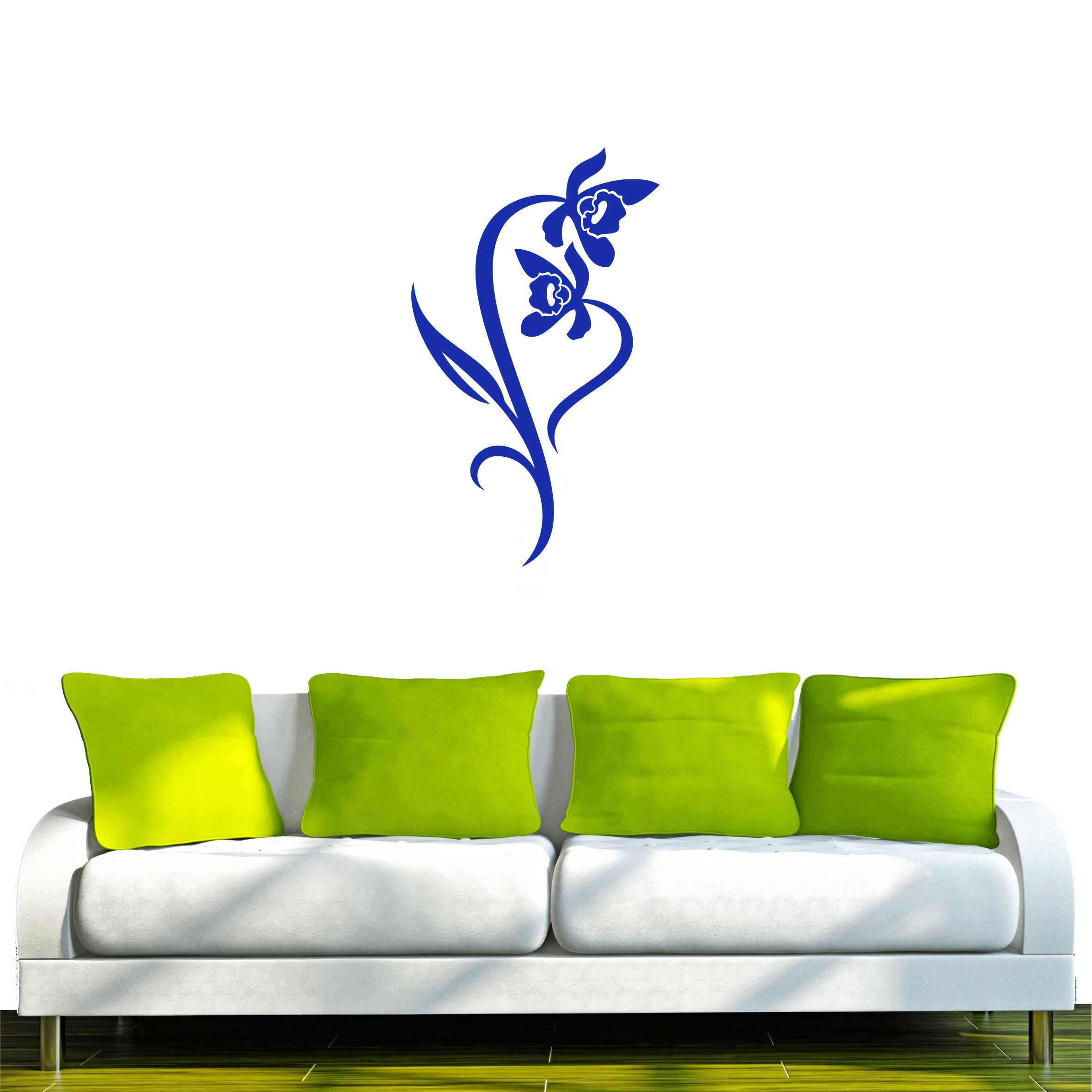 INDIGOS UG - Decalcomanie da muro - adesivi da parete - Murale - f273, bellissimo viticcio con graziosi fiori, 160 x 95 cm - blu, - Decorazione per soggiorno, camera dei bambini, ufficio, scuola