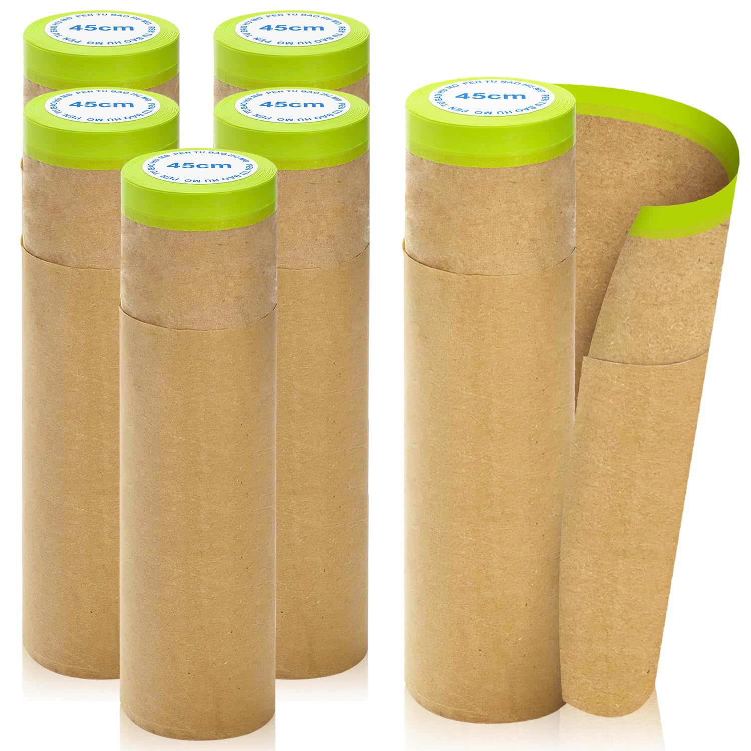Papiers de Masquage Peintre Rouleaux de Papier de Masquage 6 Rouleaux Bache Protection Peinture Kraft 45cm x9m pour Peinture Automobile Protection Meubles Voiture et Revêtement du sol