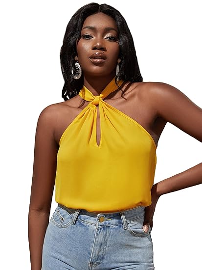 yellow halter tank top