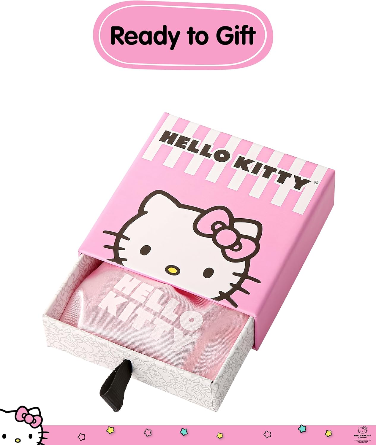 Hello Kitty Jewelry Drop Earrings for Women Official License, Sterling Silver and Cubic Zirconia Hello Kitty Earrings