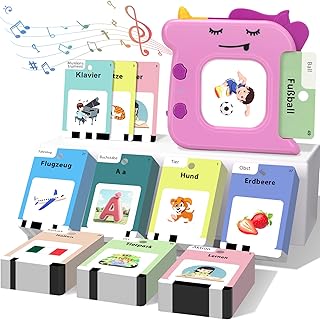 AHJ 420 Wörter Sprechende Lernkarten Deutsch mit 210 Blättern, Interaktive Flashkarten & Sprachspiele Lernspielzeug zum Wörter Lernen, Geschenk für Kinder 3-6 Jahre