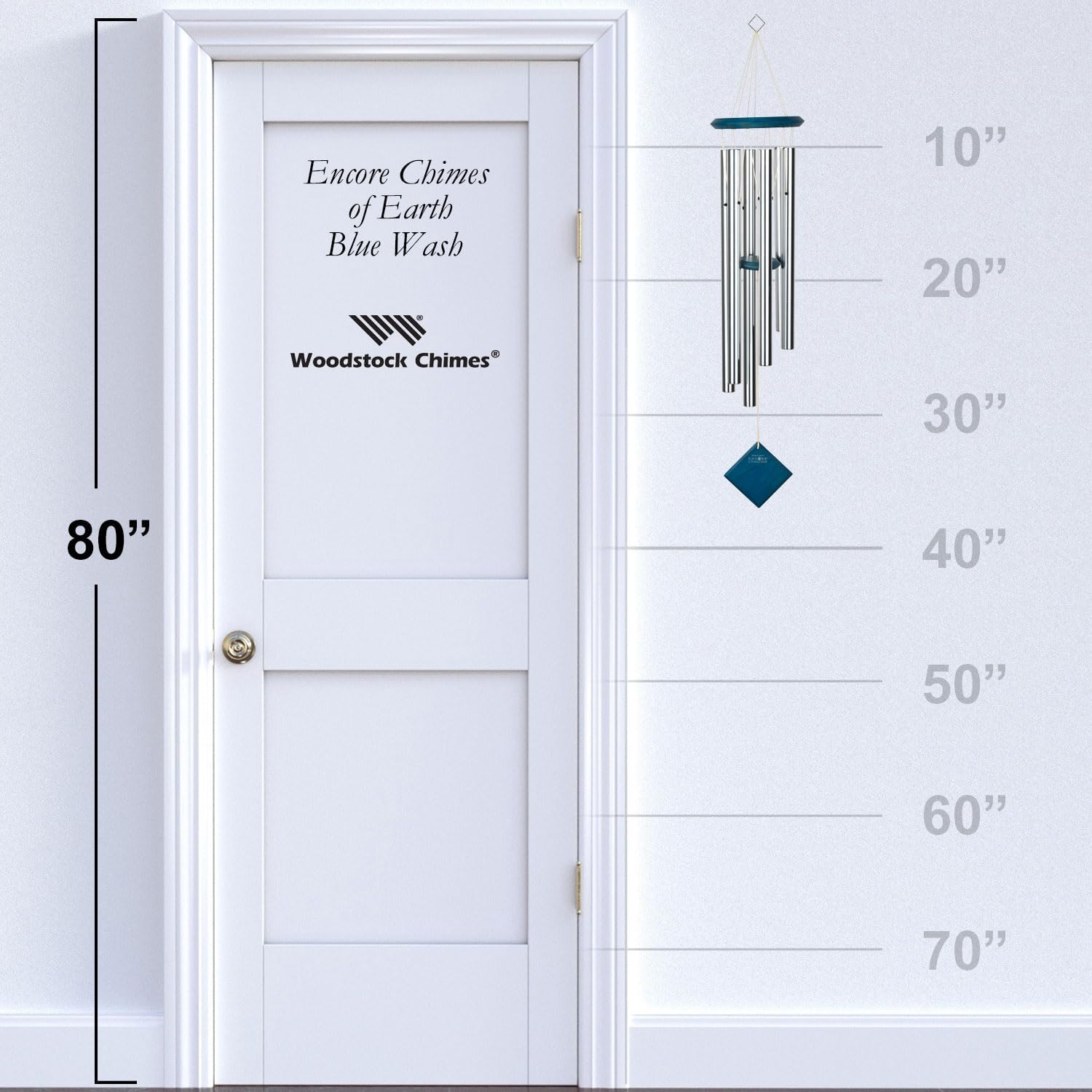 Woodstock Chimes Pluto Wind Chime for Outside 37" Blue Medium Tone Sound for Outdoor Garden, Patio, Porch Decor Gifts, Encore Collection, DCBW37