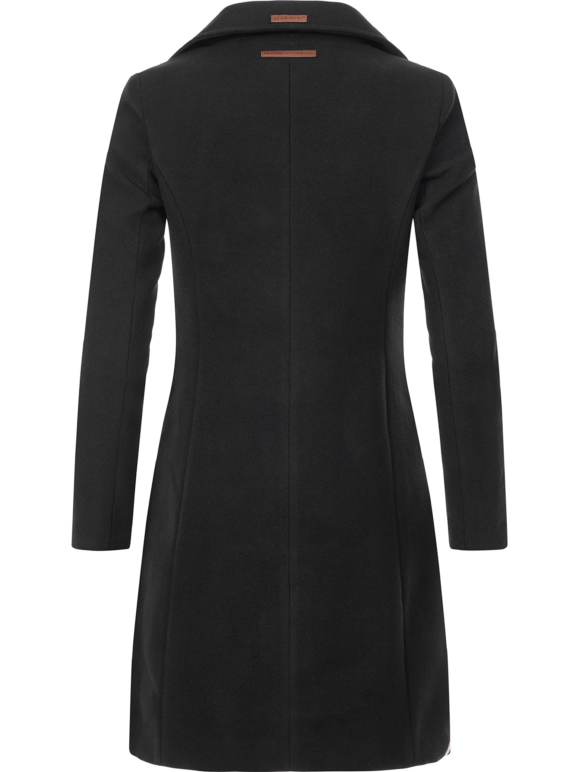 MARIKOO Nanakoo damski płaszcz wełniany, długi trencz z odwróconym kołnierzem, XS-XXL