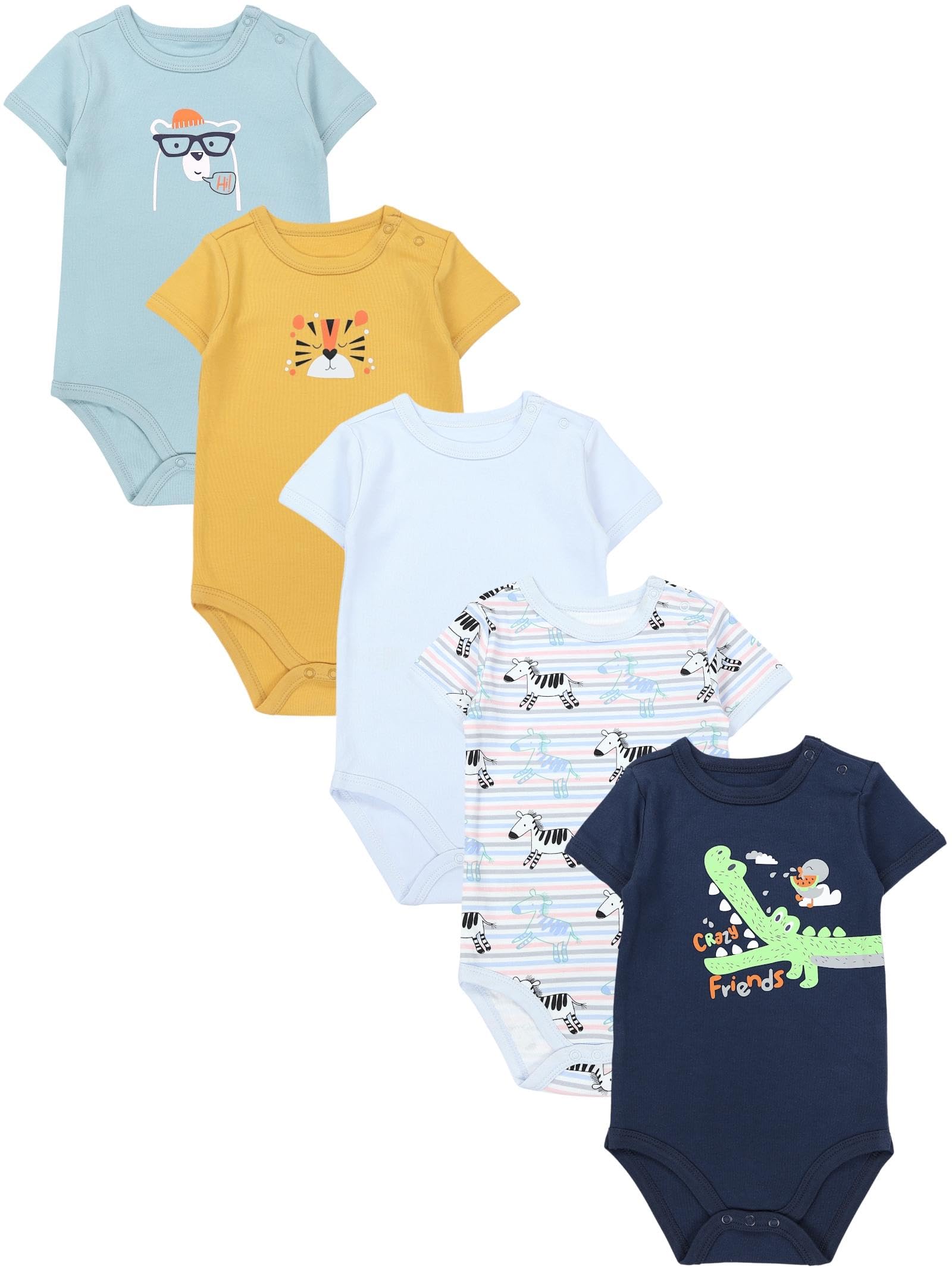 TupTam Body Neonato – Set 5 Body Bambino in Cotone – Body Neonato 0-3 Mesi Traspiranti e Comodi