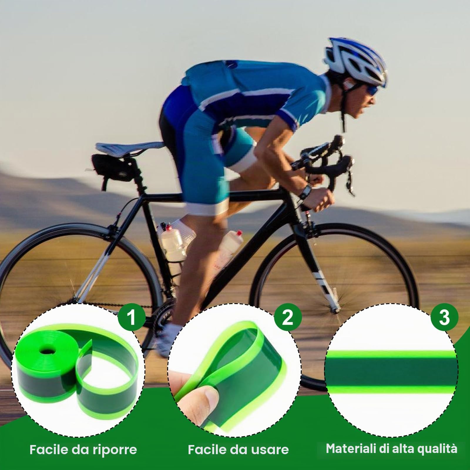 Fodera Pneumatici Bicicletta, 4 Pezzi Sottostrato Anti-Foratura Del Nastro per Mountain Bike, Rivestimento per Pneumatici Anti Foratura Compatibile con 26 29 Pollici 700c Per Bici da Corsa Mtb