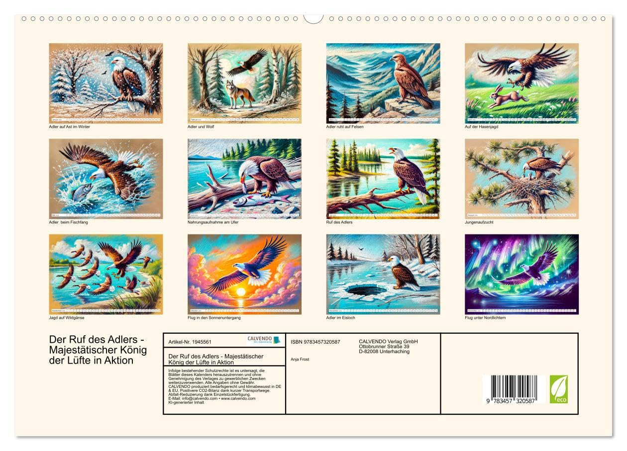 Der Ruf des Adlers - Majestätischer König der Lüfte in Aktion (hochwertiger Premium Wandkalender 2026 DIN A2 quer), Kunstdruck in Hochglanz: ... im Flug und auf der Jagd (CALVENDO Tiere)