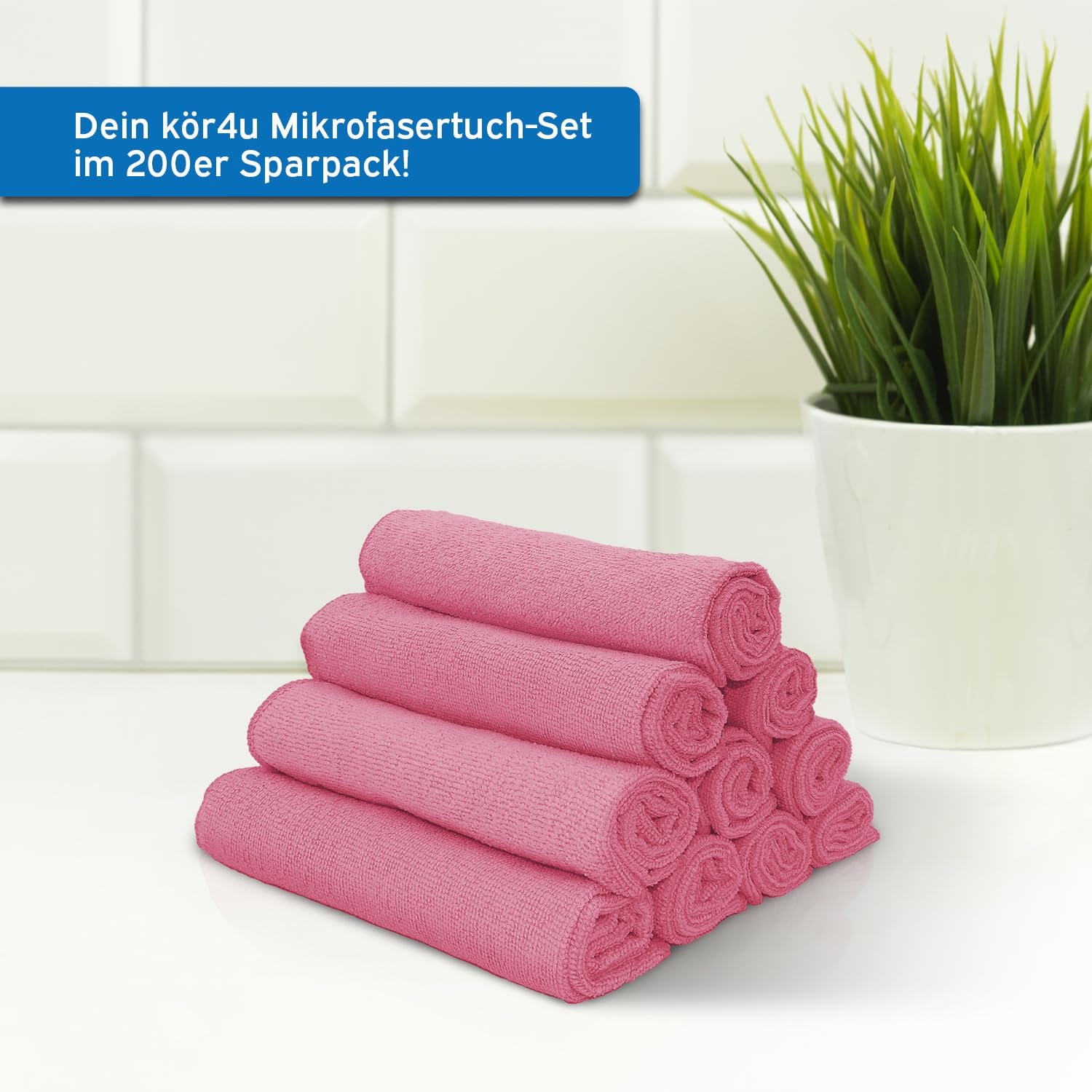 kör4u 200x Mikrofasertücher pink 40x40 cm 300 g/m² saugstark waschbar 60°C
