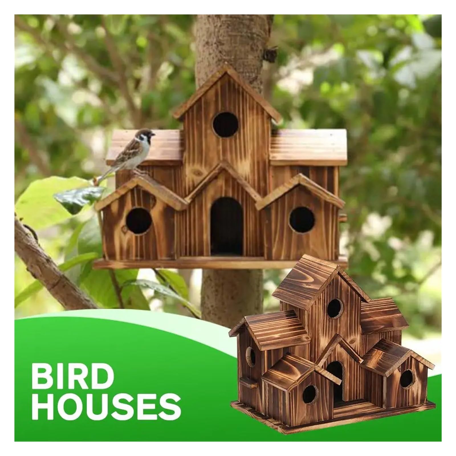 Nistkasten Vogelnest aus Holz for den Außenbereich, Vogelhütte, Kolibri-Haus for Zuhause, Basteln, Wildvogelnest, Garten, Vogelhaus-Dekoration