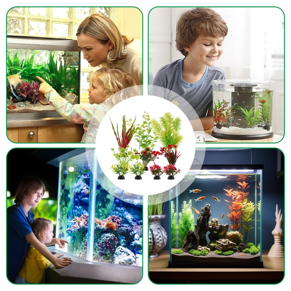 Zyren 11 Pièces Aquarium Decoration Plante, Plante Aquarium, Plantes Artificielles pour Aquarium, Plantes Artificielle Aquarium Deco, Cachette Décoration pour Aquarium Poissons