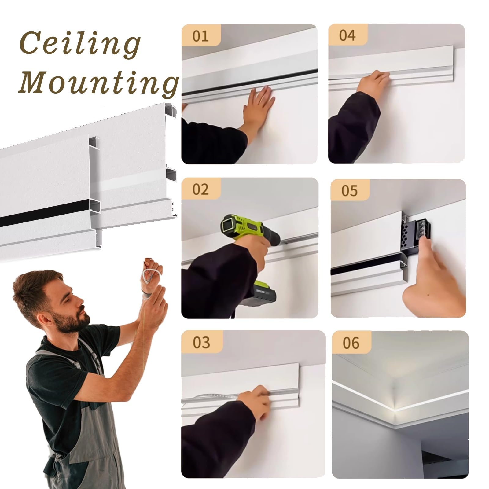 Veletta LED Soffitto Luci di Finitura Angolari da Soffitto per Stanza, Canalina Lineare in Alluminio Larga 10 12 15 20 Cm con Copertura in PC per Striscia LED | [](W 12cm,1.2m(4ft))