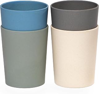 WeeSprout Bamboo Toddler Cups 4-Pack (10oz) - Sustainable Non-Plastic Kids Cups, Dishwasher Safe for Babies & Toddlers