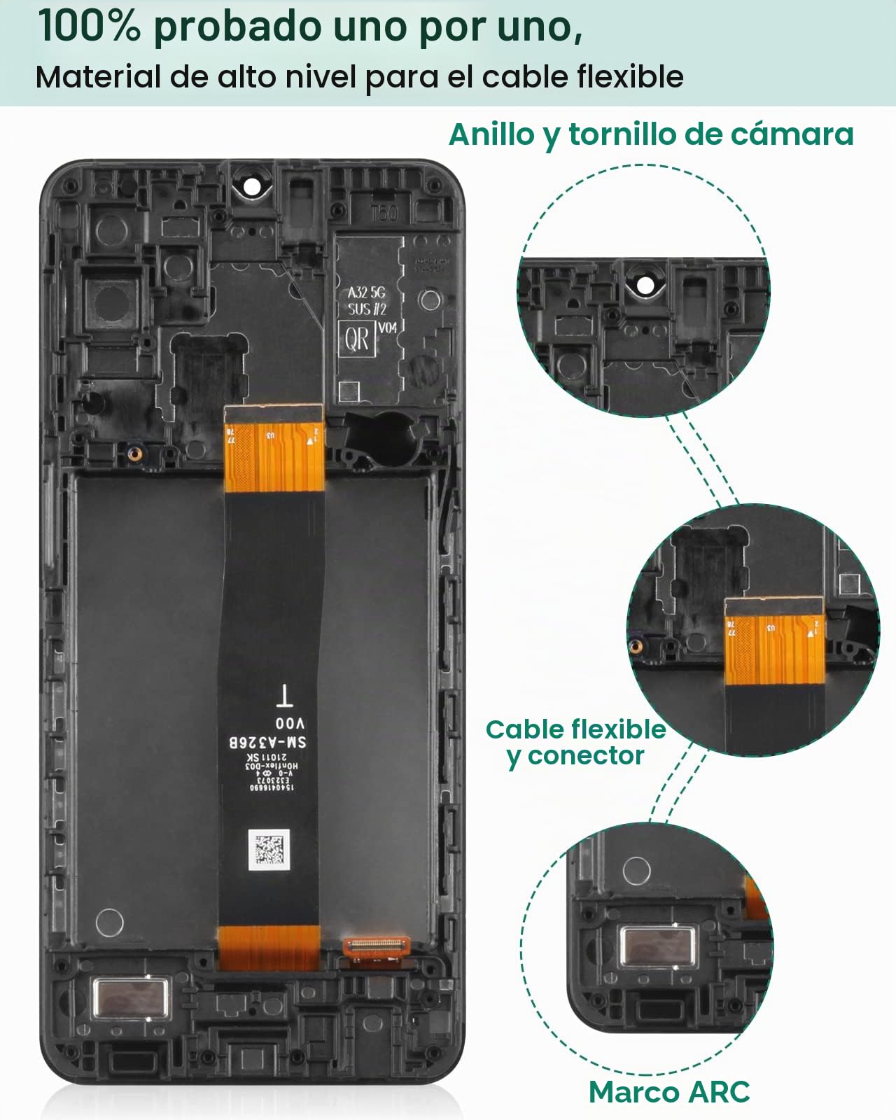 SRJTEK para Samsung Galaxy A32 5G 2021 Pantalla de Repuesto SM-A326 A326B A326K A326J A326 Teléfono móvil LCD Pantalla táctil digitalizador Asamblea de Vidrio de reparación con Frame(Color: Negro)