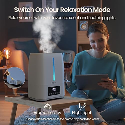 Miniatura 6 de Humidificador ultrasónico de llenado superior de 6 litros, niebla fría y cálida para dormitorio, bebé, habitaciones grandes y plantas, control