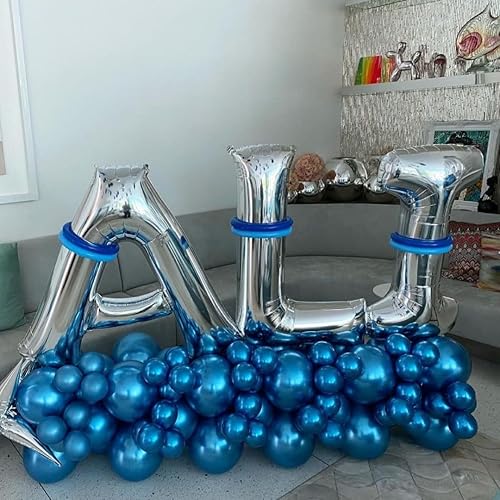 Vista 57 de Globos plateados de la letra M de 40 pulgadas, globos grandes del alfabeto M, globos plateados de papel de aluminio para decoración de cumpleaños
