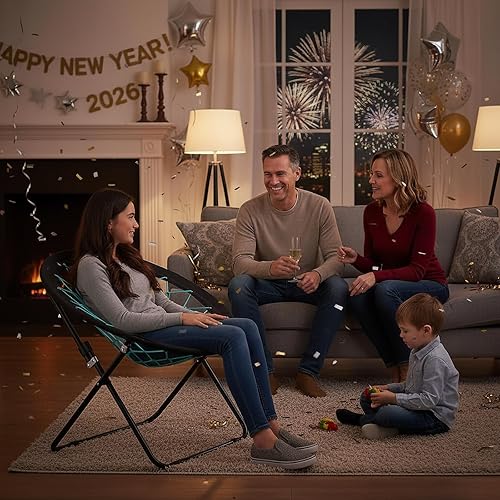 Miniatura 2 de Camp Field Silla plegable elástica para acampar y habitación, regalos para amigos, sillas Bunjo versátiles con divertido diseño hinchable, silla web