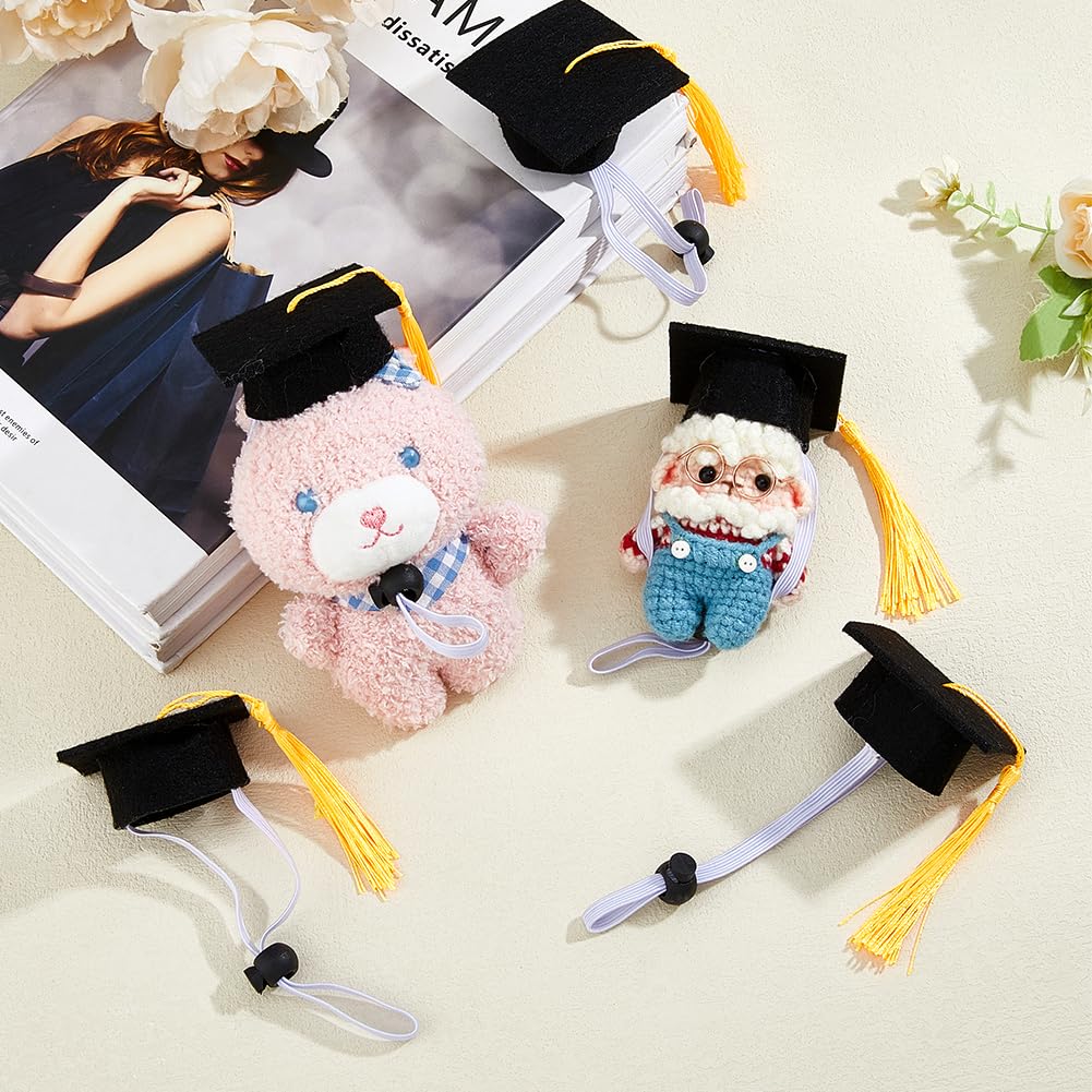 SUPERFINDINGS 5Pcs Pet Graduation Hats Mini Graduation Hats with Yellow Tassel Small Animal Bachelor Hat Black Pet Graduation Costume Props for Animal Pet Accessory - Image 4