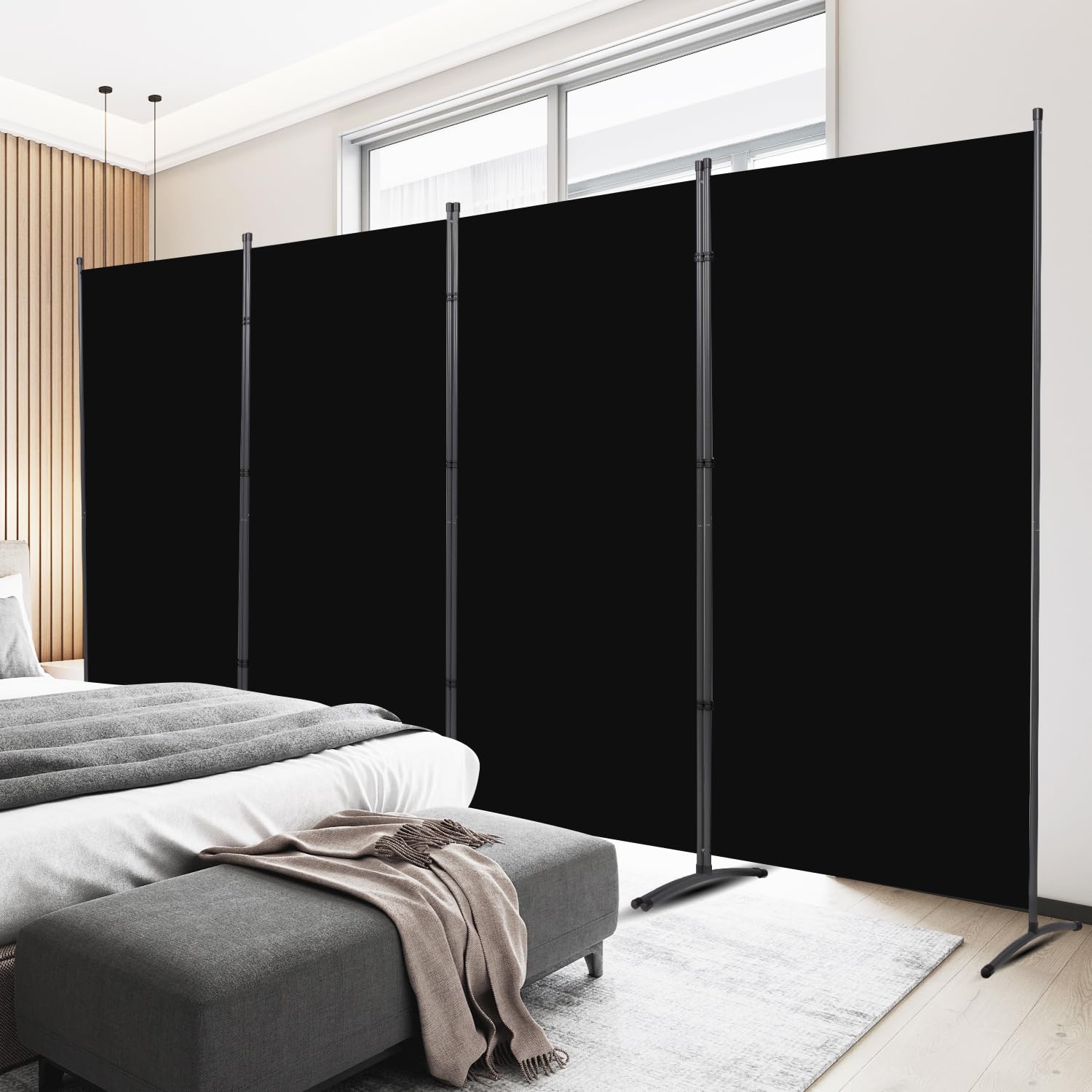 Room Divider 6FT Folding Privacy Screens, 4 Panel Partition Room Dividers w/Freestanding Design, Portable Wall Divider for Room Separtation, Fabric Screen Panel for Home Office Bedroom Dorm