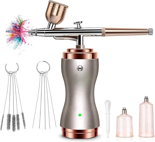 Miniatura 10 de Kit de aerógrafo con compresor 30PSI pistola de aerógrafo portátil recargable de mano inalámbrico cepillo de aire para uñas, arte, pintura,