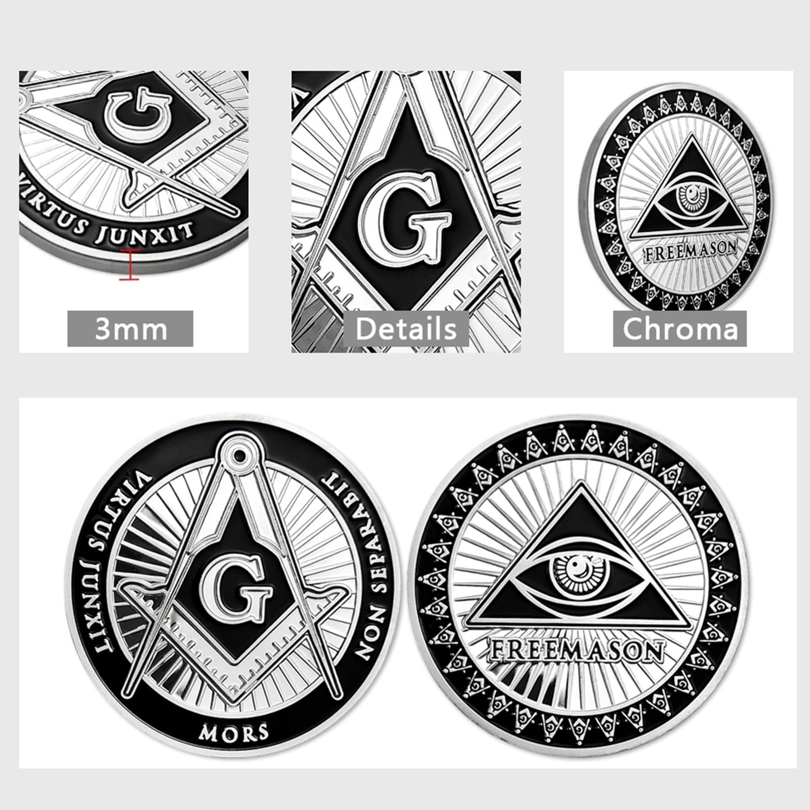 Freemason Exclusive Latin Wisdom Coin VIRTUS JUNXIT MORS NON SEPARABIT -  Masonic Gifts for Men UK : Amazon.nl: Stationery & Office Supplies