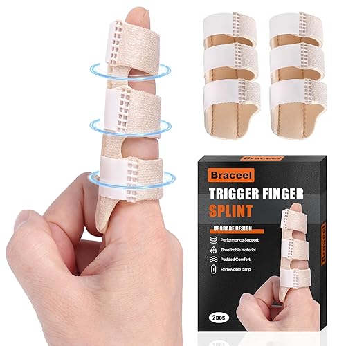 Férula de dedo de gatillo para artritis, lesiones, dedos rotos para enderezar índice, medio, anillo, alivio del dolor de dedo, beige, 2 unidades