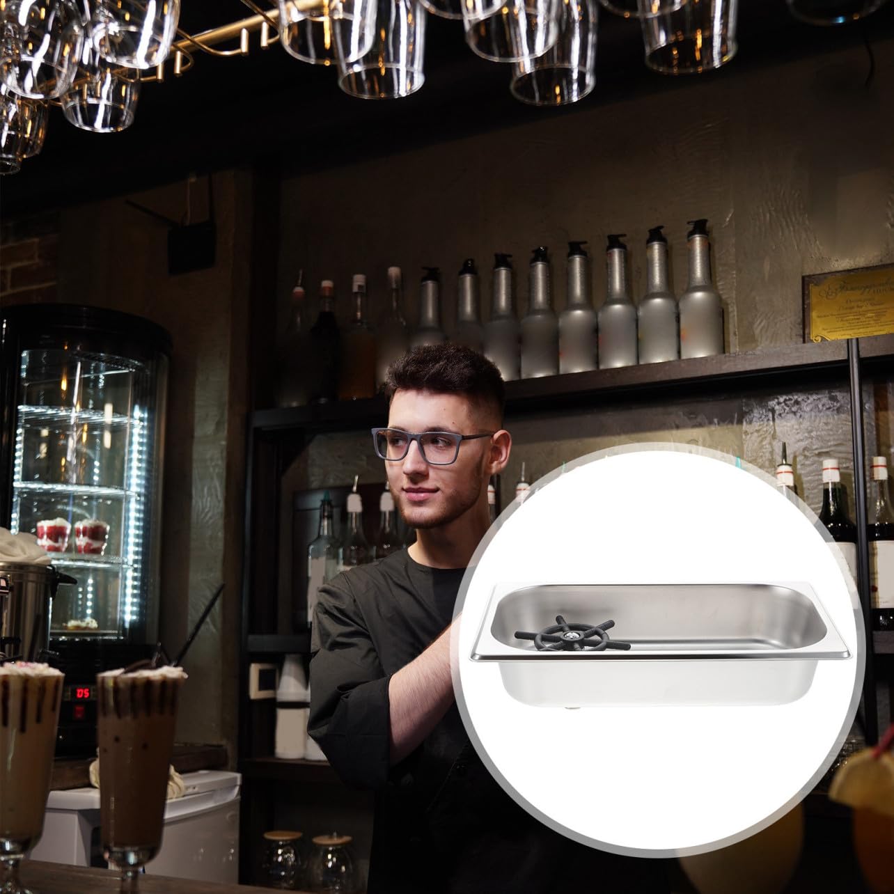 NUOBESTY Lavabicchieri Scolaborraccia in Acciaio Inossidabile, Risciacquo ad Alta Pressione Tubo in Silicone per Bar e Ristorante, per Tazze e Bottiglie