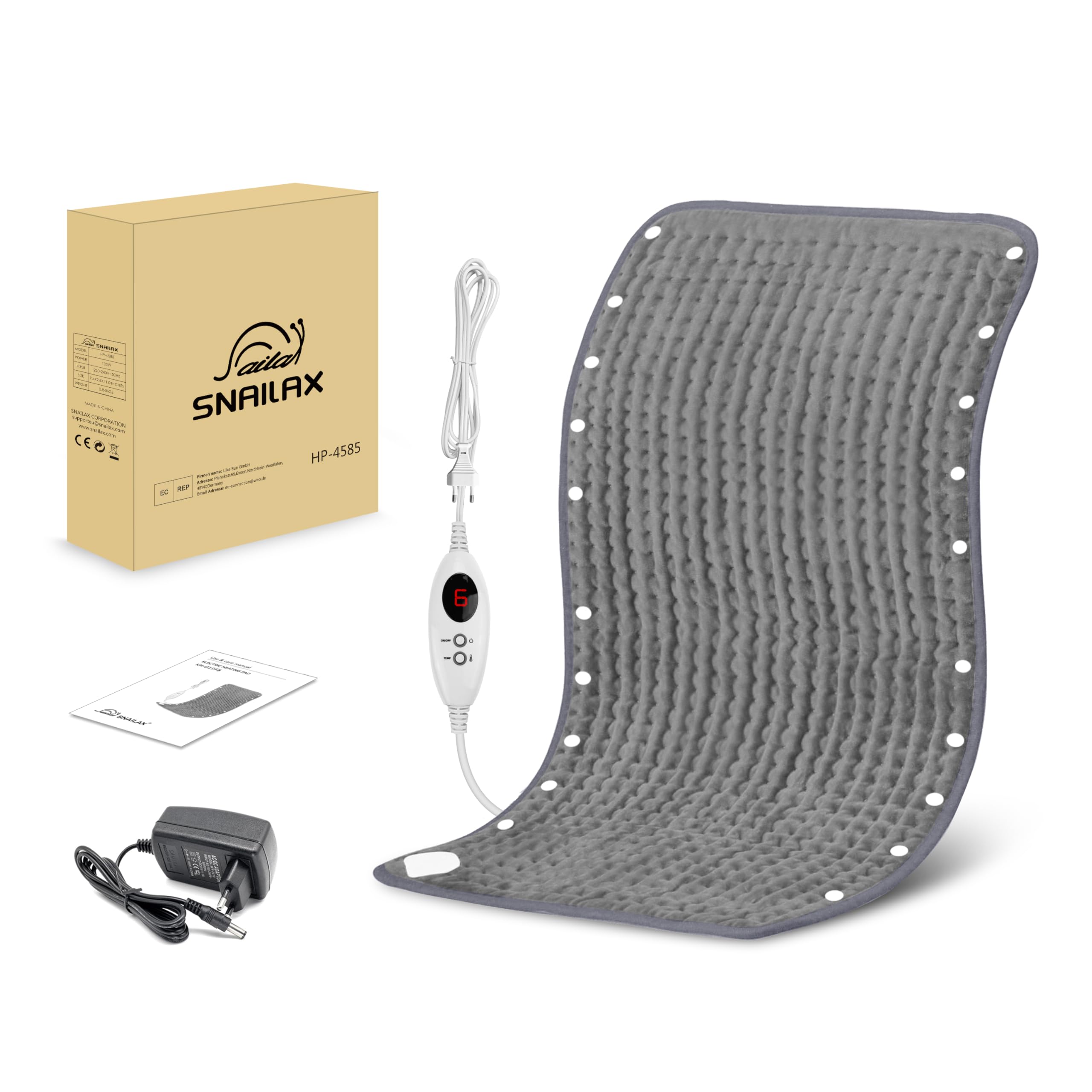 Snailax Grande Coussin Chauffant 43 x 83 cm, Blocs chauffants pour Dos/Cou/Épaules/Pieds, Couverture Chauffante Électriques pour Soulager les Maux de Ventre et Dos, Cadeau Femme Homme