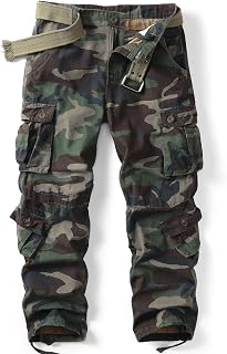 AKARMY Men's Camo Cargo Work Pants Cotton Military Army Casual Tactical Wild Combat Pants with 8 Pockets