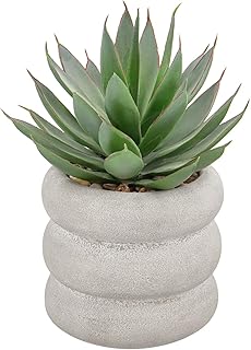 Sponsored Ad - Fake Plants Succulents Artificial Agave Succulent Plants Faux Aloe Potted Plant in White Glaze Ceramic Pot ...