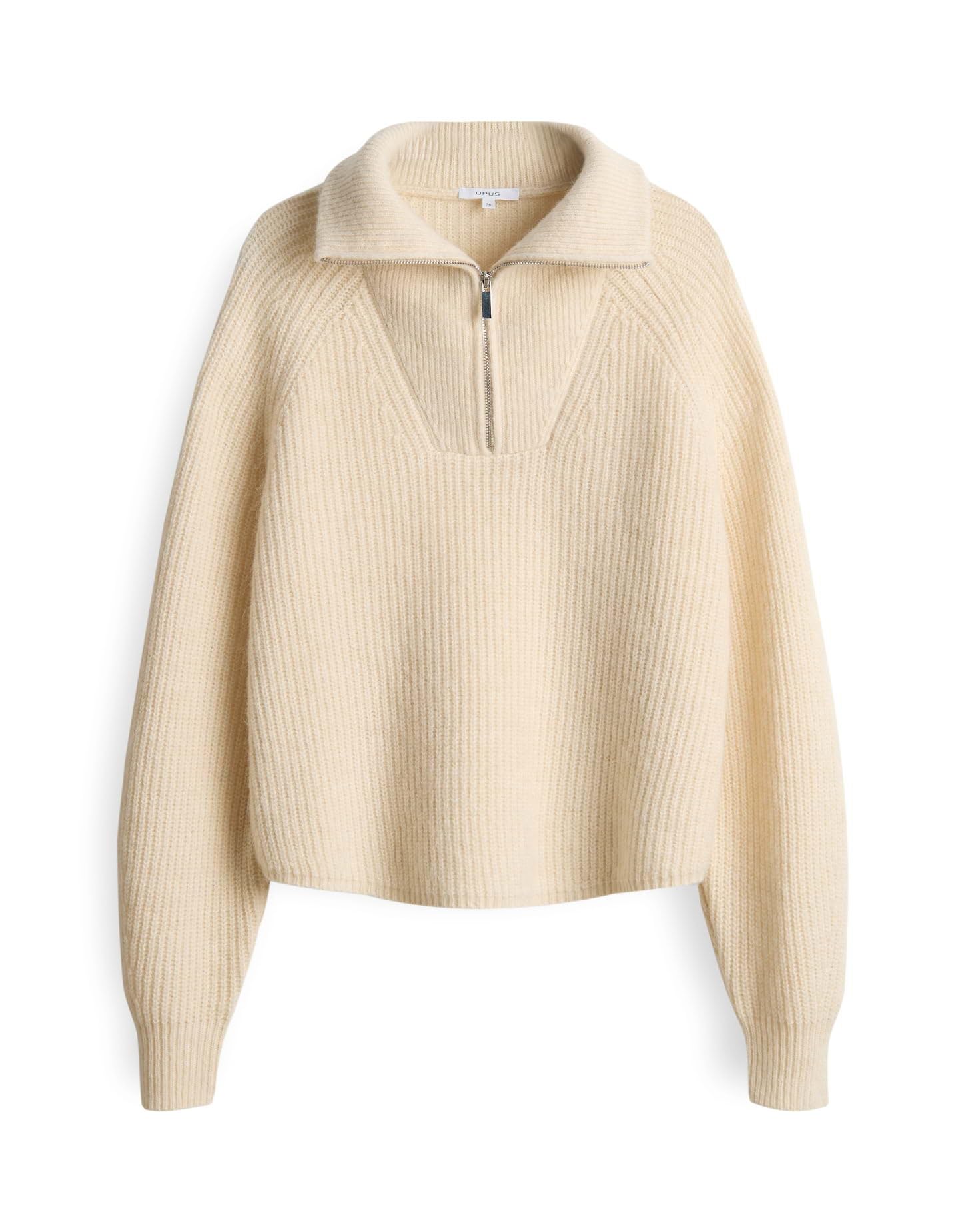 OPUS POY Loose Rippstrick Troyer aus recyceltem Polyester Mix Soft Cream, 38