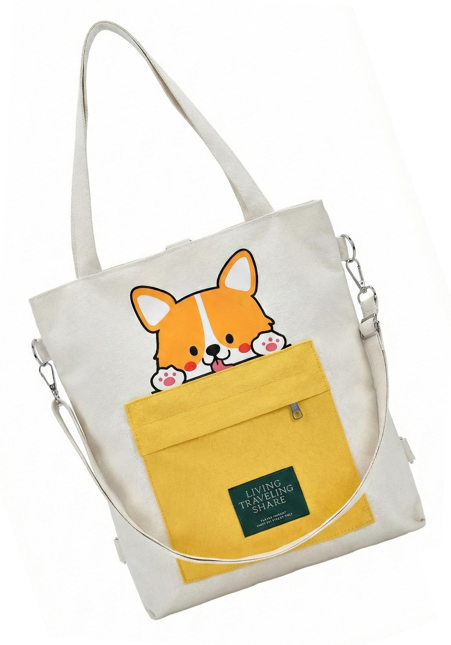 Canvas Tote Bag for Women Ladies Girls for School, College, Office, Travel, Shopping, Daily Use, 3 in 1 Canvas Adjustable Strap Tote Bag