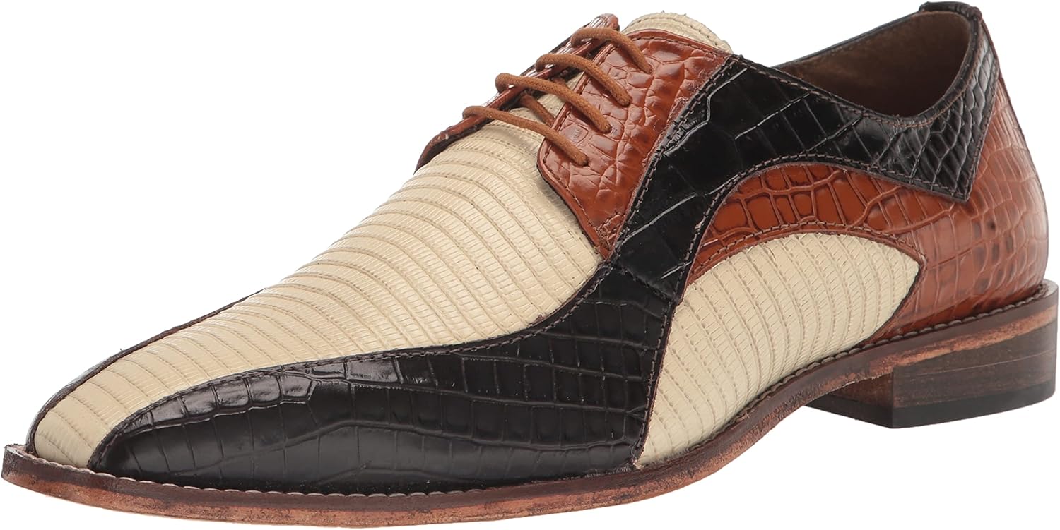 Stacy Adams Men's Turano Bike Toe Oxford, Brown Multi, 10 Wide