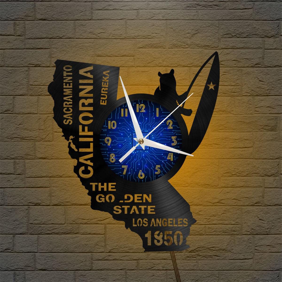 Horloge Murale en Vinyle silencieuse Los Angeles fini le tic-tac déco murale lumineuse LED