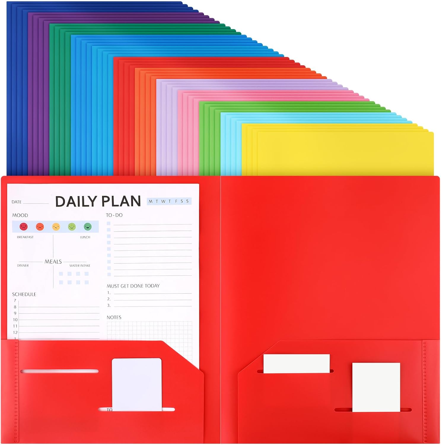Cholemy 72 Pcs Plastic Folders with 2 Pockets 11.6 x 9.4 Inch Heavy Duty Colored Pocket Folders Fit Letter Size Paper Bulk for School Office Home Business(Vibrant Color)