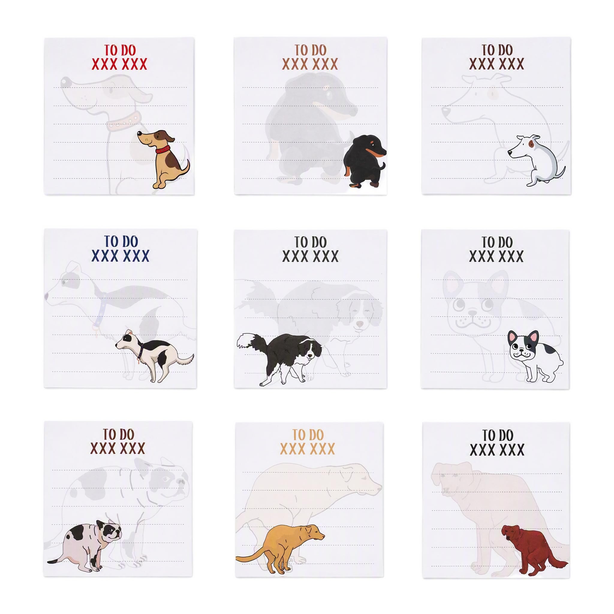 Funny Gifts for Dog Lovers, 9 Pack Dog Sticky Notes, Cute Memo Pads