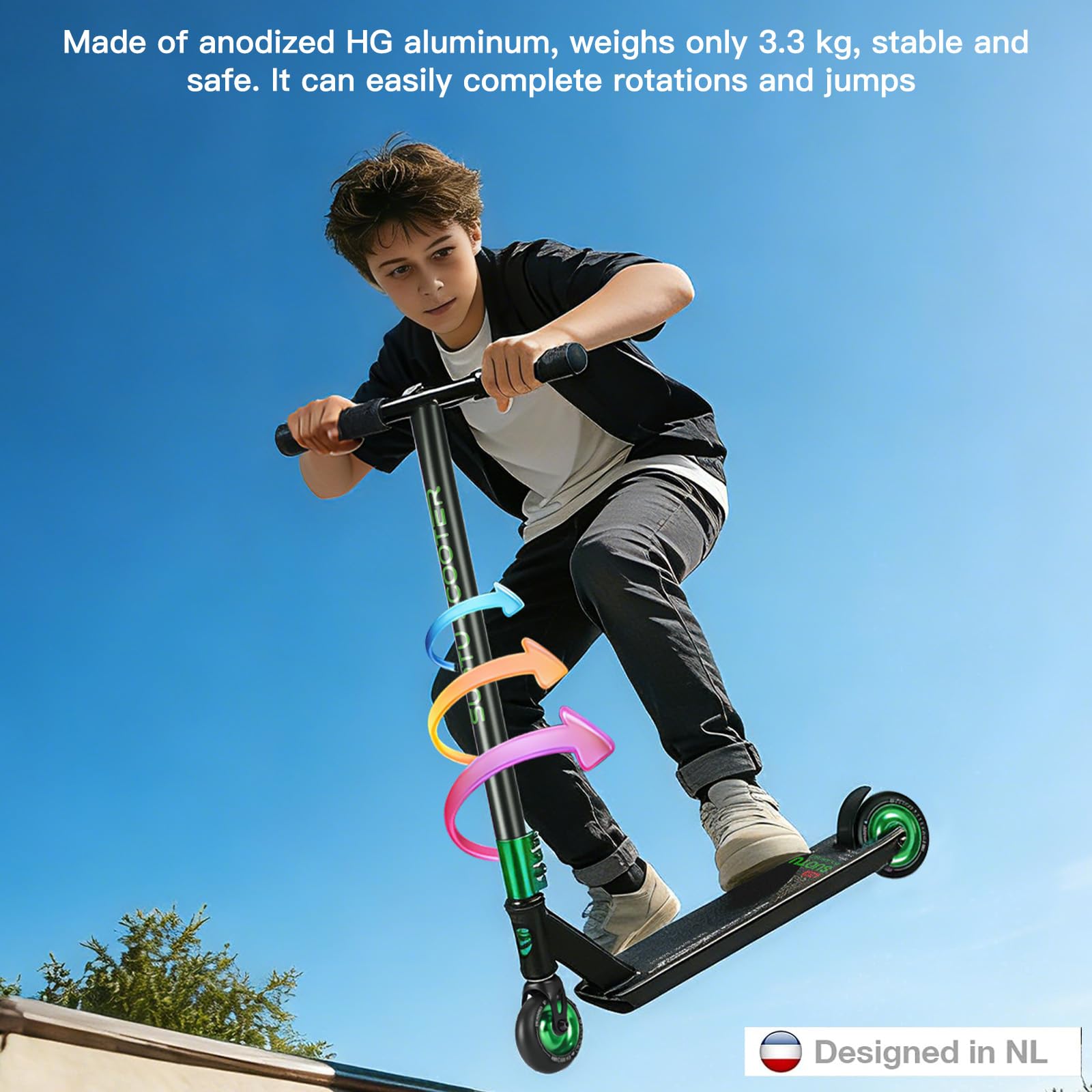 Patinete Freestyle, Dirección de 360°, Ruedas de PU de 85A 100 mm, Scooter Freestyle para Niños Adolescente y Adultos, Capacidad Máxima de Carga: 100 kg, Aluminio — view 5