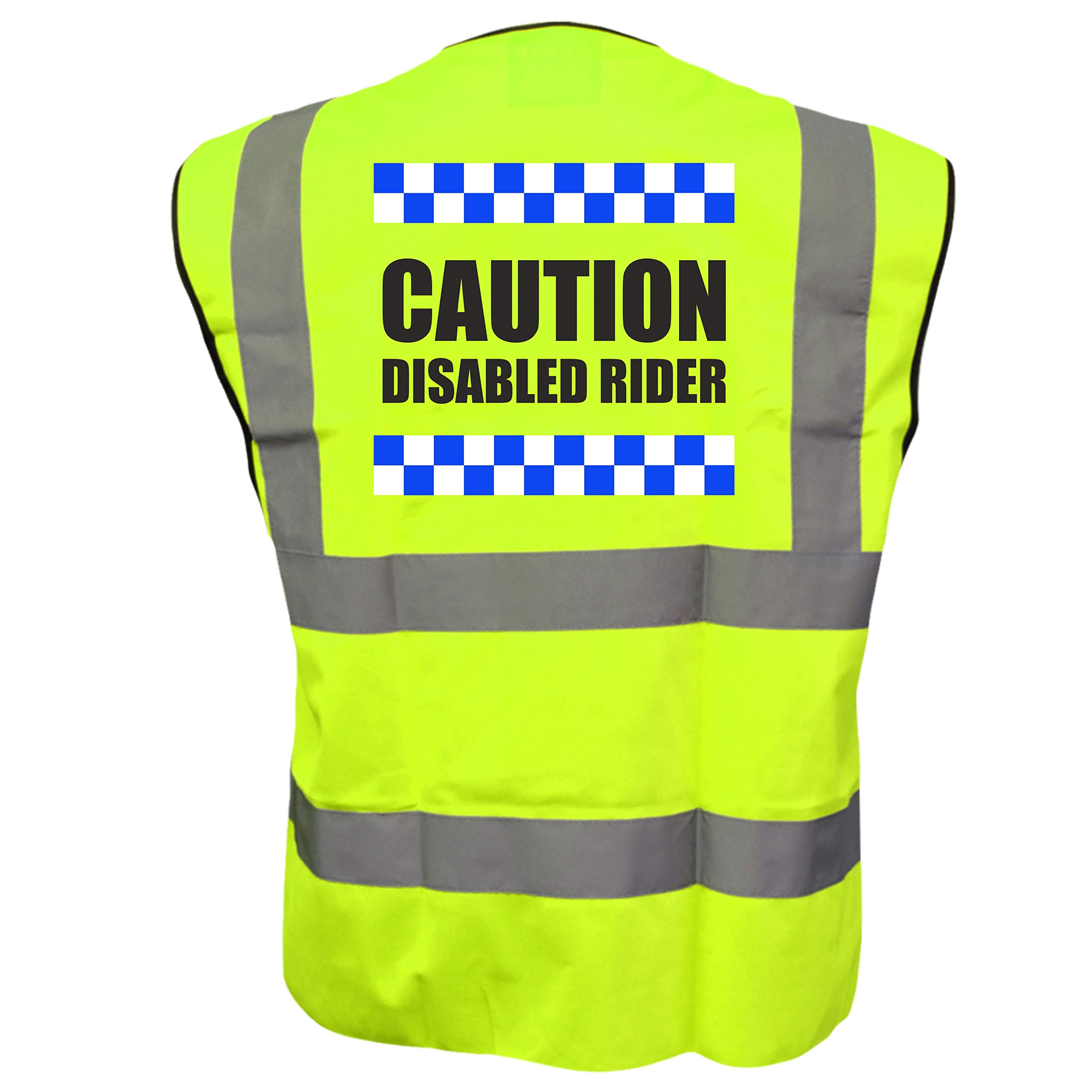 Brook Hi Vis Uk Unisex Yellow Equestrian Sillitoe Caution Disabled Rider Hi Viz Vis Vest Horse Riding Equine Safe Reflective Waistcoat Jacket Road Safety Visibility X-Large