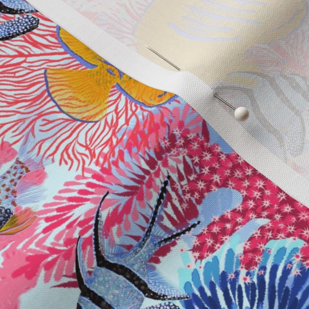 Spoonflower Fabric - Coral Reef Underwater Life Seaweed Great Endangered Species Nautical Printed on Petal Signature Cotton Fabric by The Yard - Sewing Quilting Apparel Crafts Decor