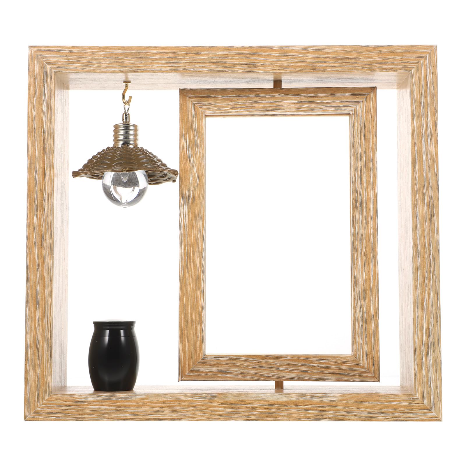 KHBUAB 6 Inch Desktop Wooden Memorial Photo Frame with Mini Black Urn, Pet and Human Ashes Keepsake, Suitable for Bereavement and Sympathy