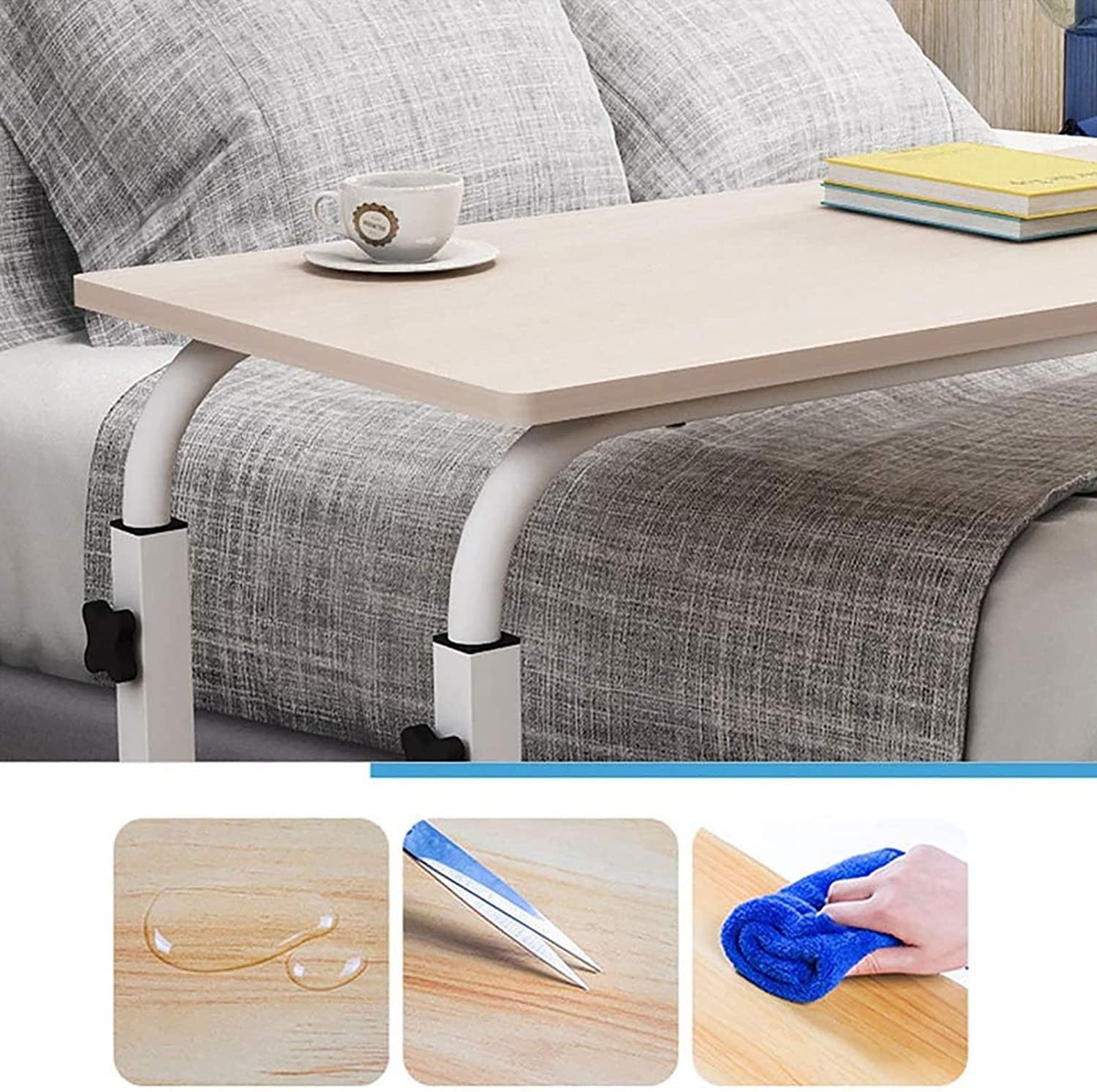 Stoliki przyłóżkowe Stoliki przyłóżkowe na kółkach, stolik nocny na laptopa Sofa z regulacją wysokości Stolik boczny Przenośne biurko do notebooka do czytania, jedzenia śniadań