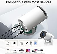 Vista 7 de Projector with WiFi and Bluetooth, Mini Projector, 4K Support Android 11.0 Portable Movie Projector, 270° Rotation Automatic Vertical Keystone