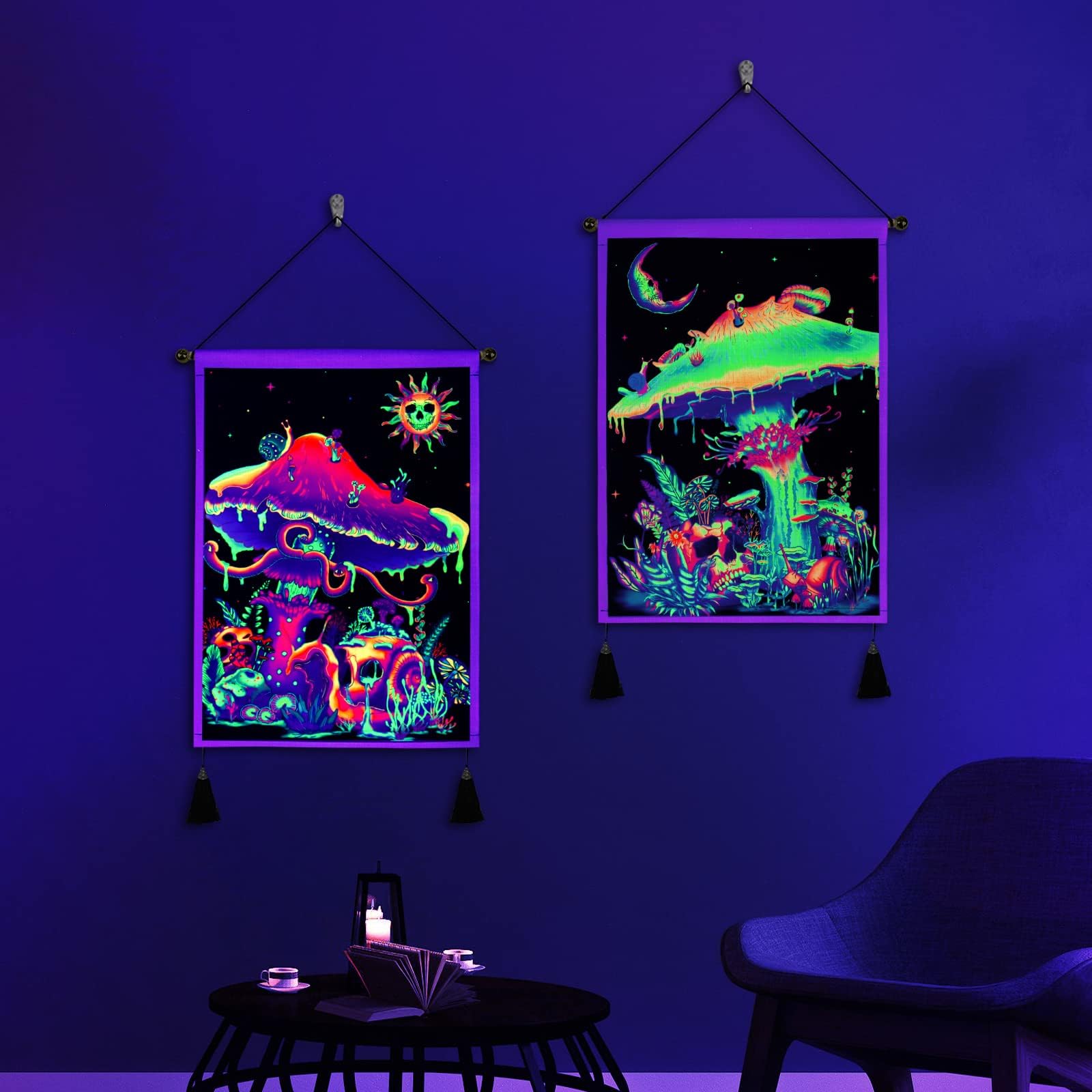 Amazon.com: New Black-Light Poster - Eat Me Mushroom Flocked 23x35 ...